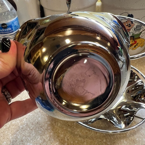 Vintage Sliver Toned Glass 2 Tier Dessert Candy Dish 10.5 Tall Non Tarnish - Picture 10 of 14